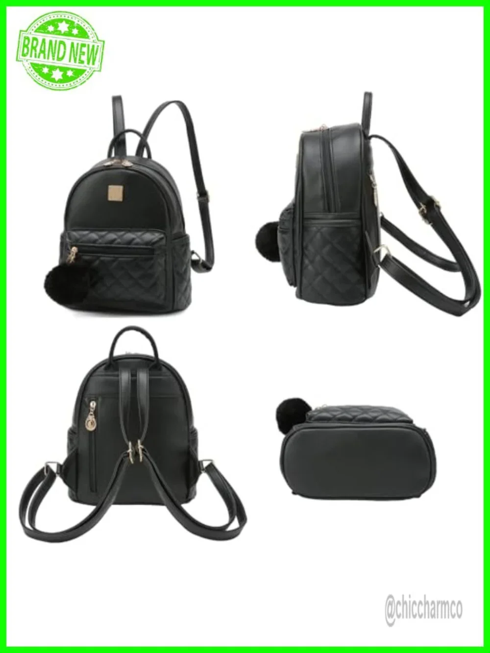 Plaid Faux Leather Mini Backpack Purse Adjustable Straps Women